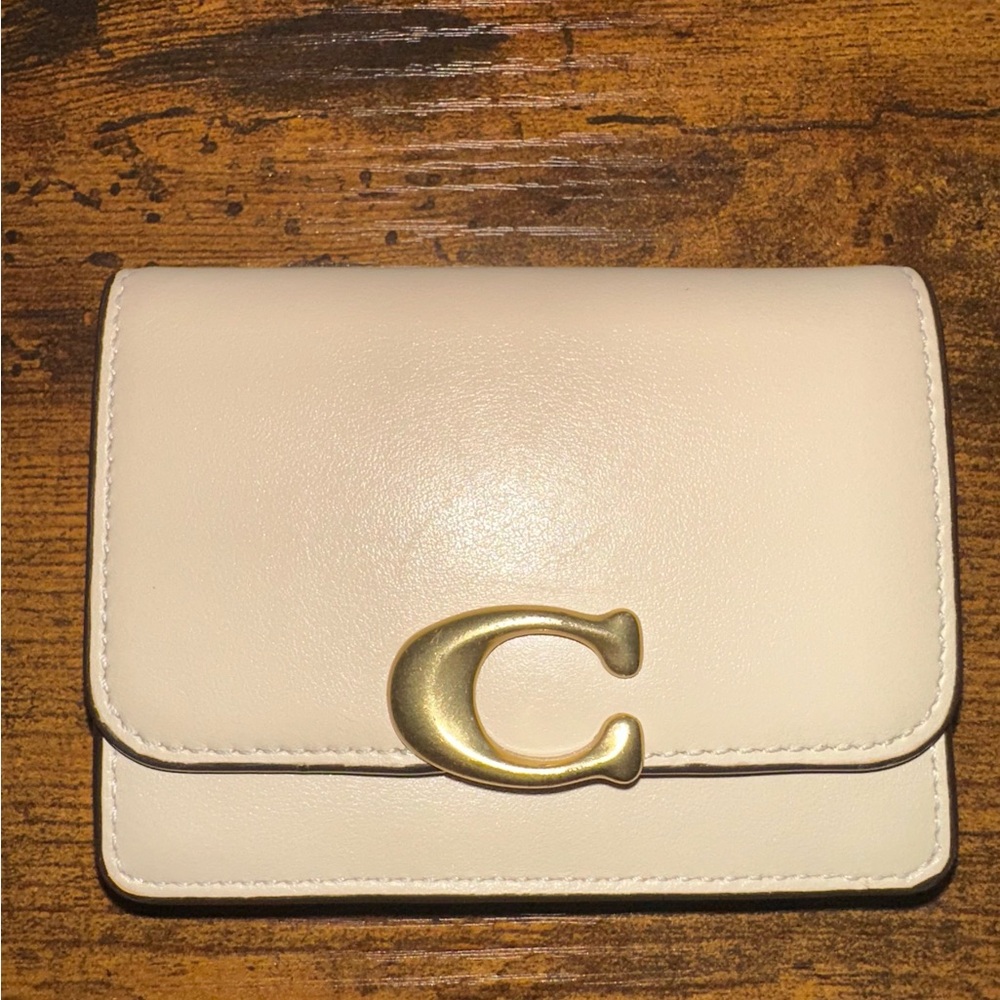 Coach Cream Leather Wallet with Gold Accent
